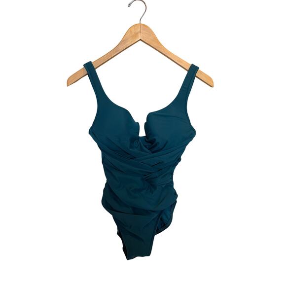 Miraclesuit Blue and Green One Piece Swimsuit with Sleek Design - Picture 5 of 10